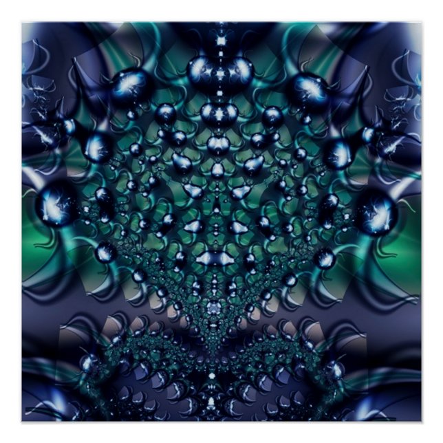 Poster Splatter | Violet et vert Fractage Art (Devant)