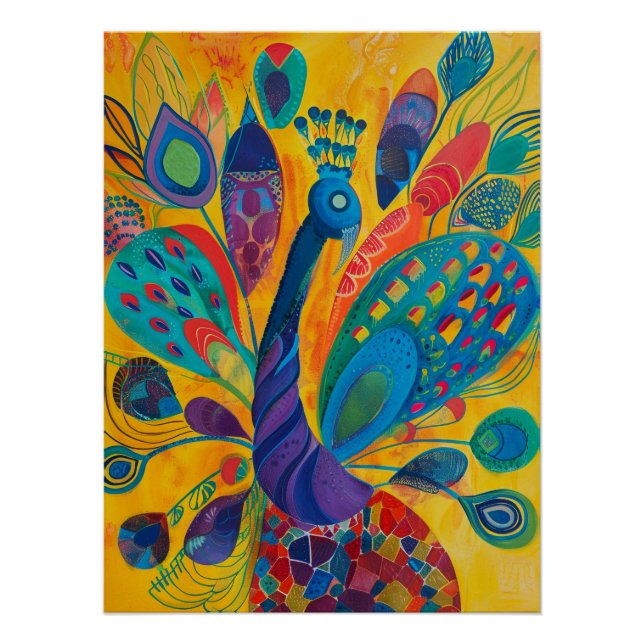 Poster Splendeur géométrique du paon (Devant)