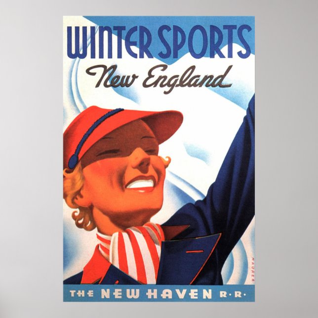 Poster Sports d'hiver Nouvelle Angleterre New Haven Railr (Devant)