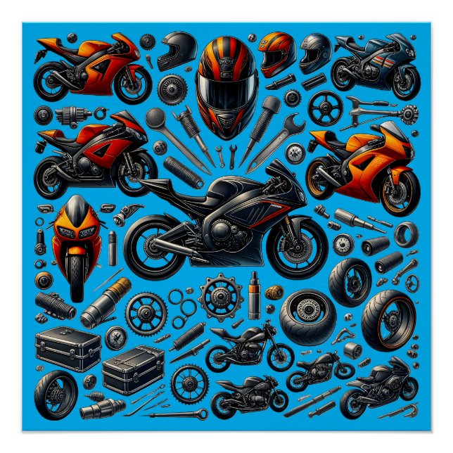 Poster Sports Motorcycles: Speed and Performance (Devant)