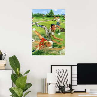 Poster Sports vintages Baseball, Équipes Enfants Jouer