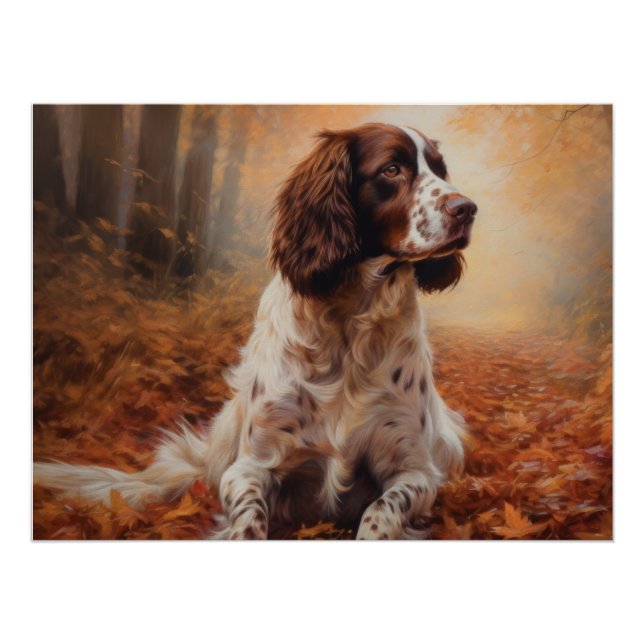 Poster Springer Spaniel à l'automne Feuilles automne Insp (Devant)