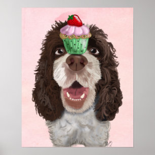 Poster Springer Spaniel with Cupcake