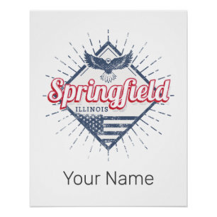 Poster Springfield City Illinois États-Unis Retro USA