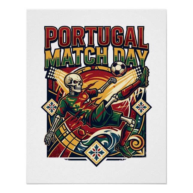 Poster Squelette de buteur jour de match Portugal Nations (Devant)