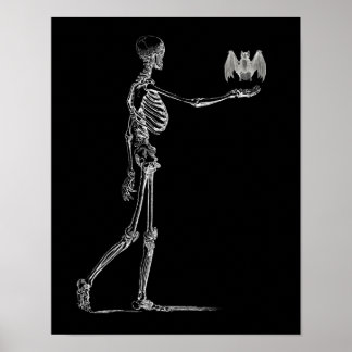 Poster squelette et chauve-souris