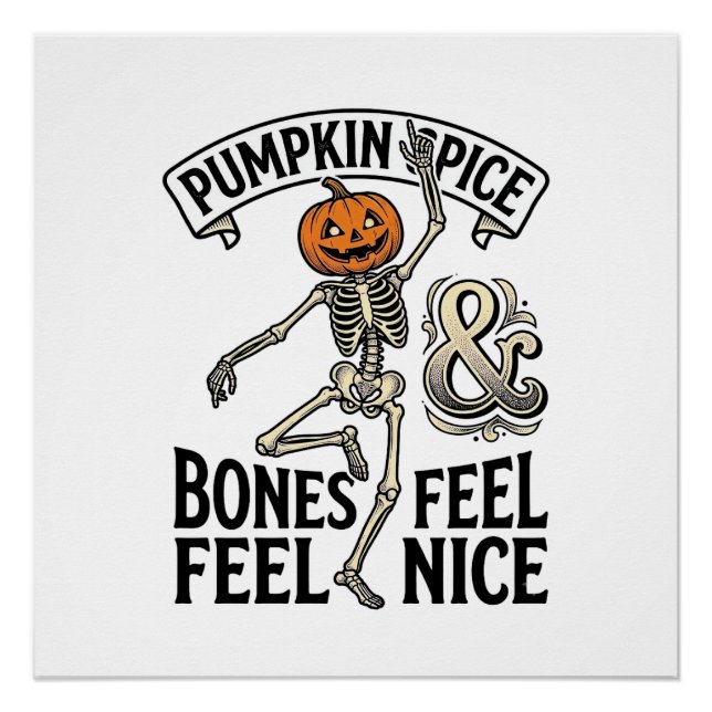 Poster Squelette Spice Pumpkin Vintage Danse Halloween Sh (Devant)