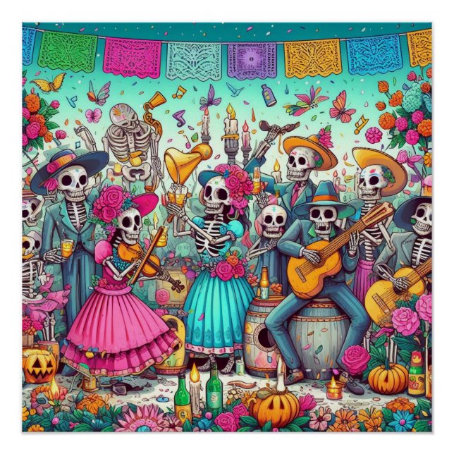 Poster Squelettes peints (Devant)