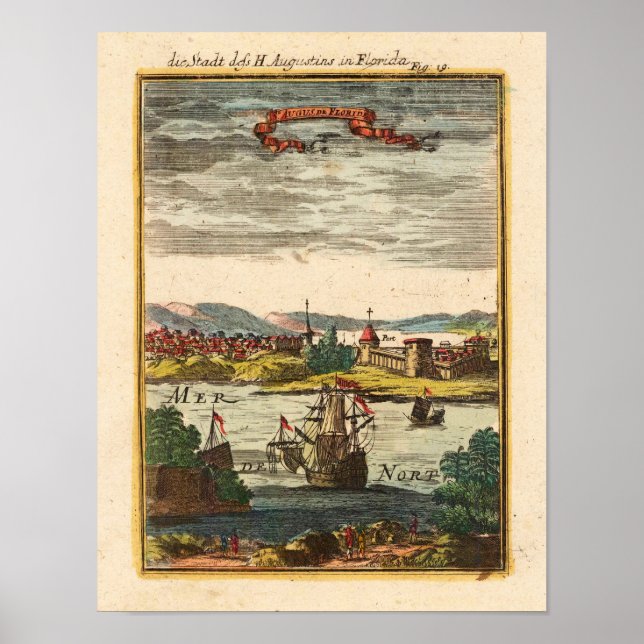 Poster St. Augustin Florida Mallet, Allain Manesson 1719 (Devant)