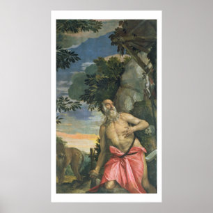 Poster St Jerome dans la pénitence (huile sur la toile)