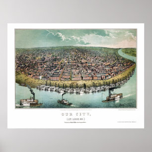Poster St Louis, carte panoramique de MOIS - 1859