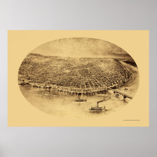Poster St Louis, carte panoramique de MOIS - 1897