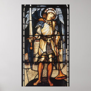 Poster St Michael par Burne Jones, Arkhangel vintage