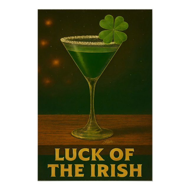 Poster St. Patrick's Day Luck Of The Irish Clover Martini (Devant)