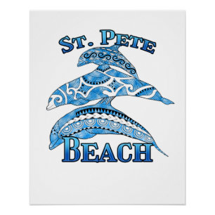 Poster St. Pete Florida Beach Vacation Dauphins tribaux