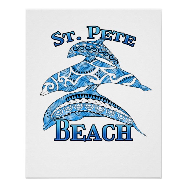 Poster St. Pete Florida Beach Vacation Dauphins tribaux (Devant)