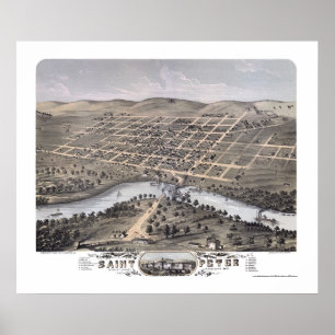 Poster St Peter, carte panoramique de manganèse - 1870
