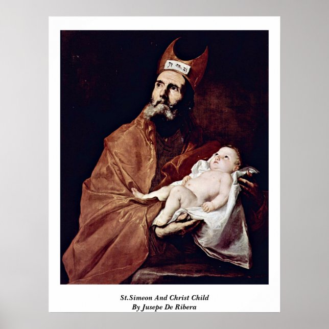 Poster St.Simeon Et Christ Child Par Jusepe De Ribera (Devant)