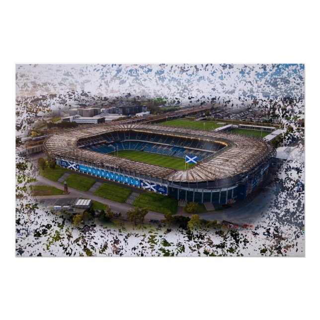 Poster Stade de rugby d'Édimbourg avec drapeau de l'Écoss (Devant)