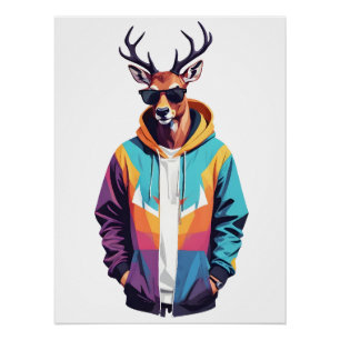 Poster Stag portant Sweat - shirt à capuche drôle Cool an