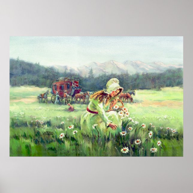 Poster STAGECOACH & FLEURS par SHARON SHARPE (Devant)