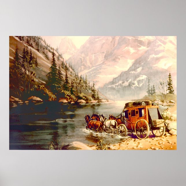POSTER STAGECOACH RIVER TRAVERSANT PAR SHARON SHARPE (Devant)