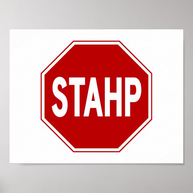 Poster STAHP ! Plaque (Devant)