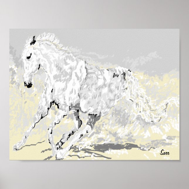 Poster : Stallion blanc en mouvement (Devant)