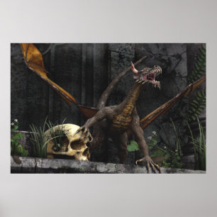 Poster Stand de crâne Dragon
