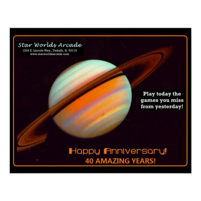 Poster Star Worlds Arcade 40e anniversaire Rétro (Devant)