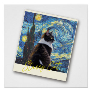 Poster Starry night cat