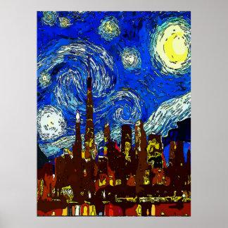 Poster Starry Night Chicago