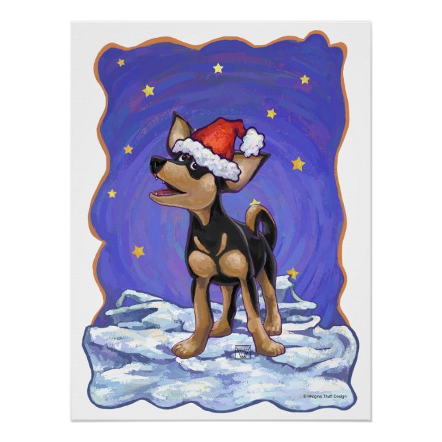 Poster Starry Night Festive Chihuahua (Devant)