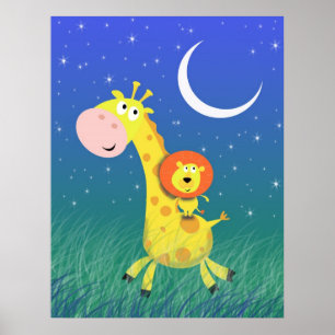 Poster Starry Night on the Savannah Kid's Art Print