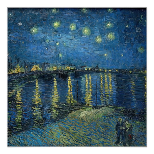 Poster Starry Night Over the Rhone (1888) Vincent van Gog (Devant)