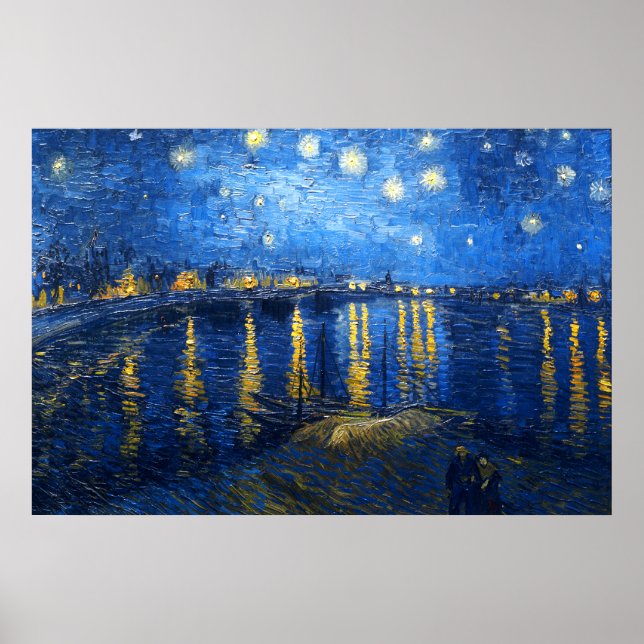 Poster Starry Night Over the Rhone, Van Gogh (Devant)