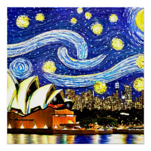 Poster Starry Night Sydney Australie Opéra