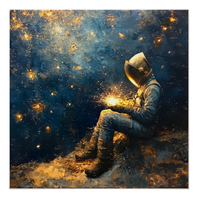 Poster Starry Night Welder - Cosmic Welder Art (Devant)
