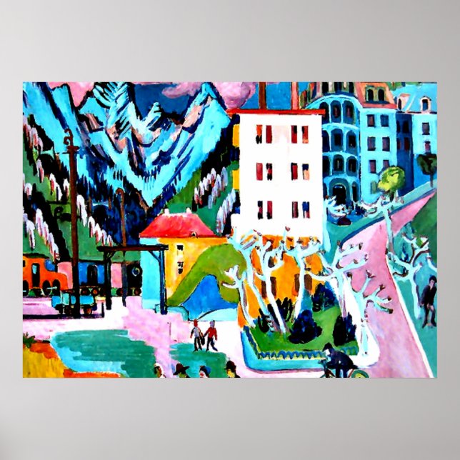 Poster Station in Davos, Ernest Ludwig Kirchner painting (Devant)