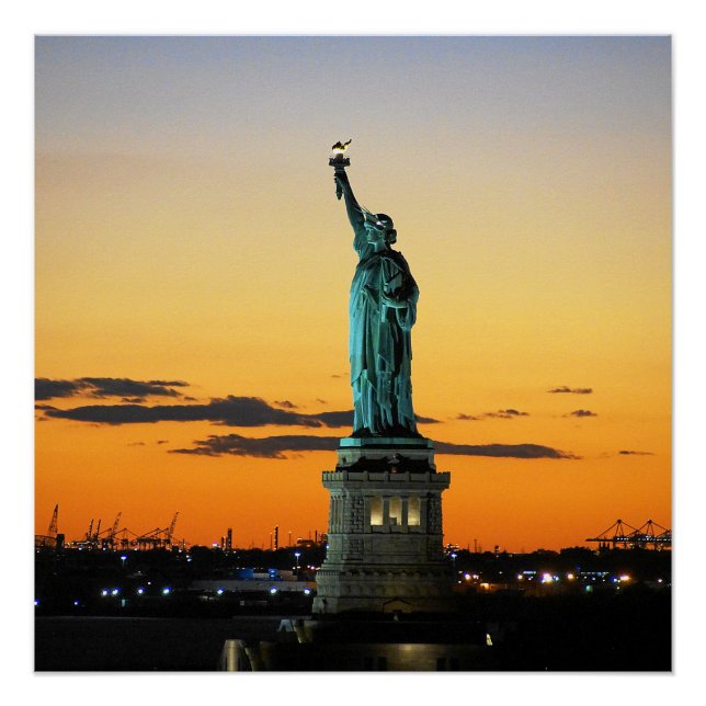 Poster Statue de la Liberté coucher New York (Devant)