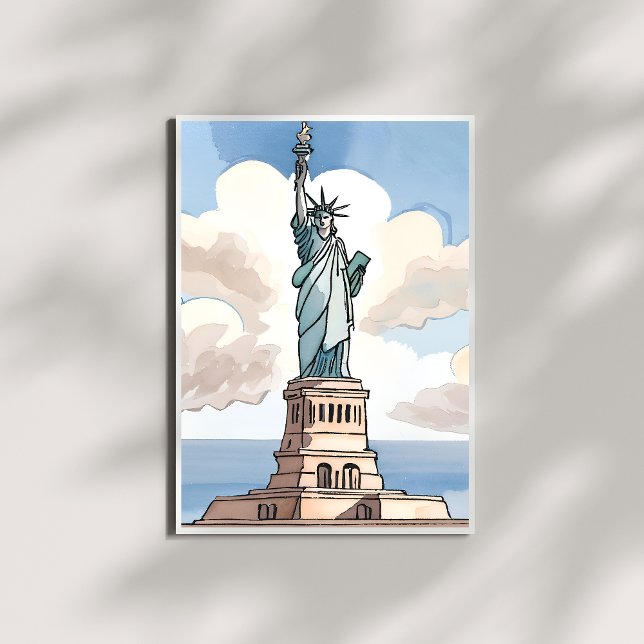 Poster Statue de la Liberté | Monument aquarelle (Créateur téléchargé)