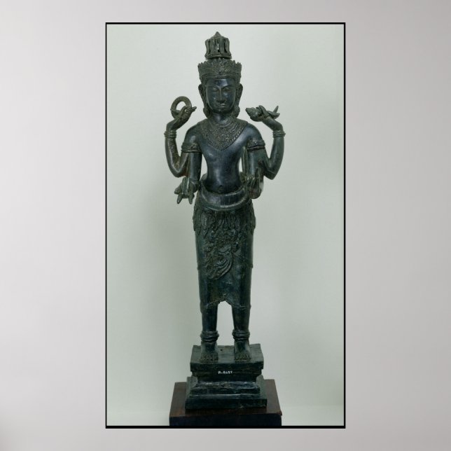 Poster Statue de Vishnu dans sa triple forme de Vishnu (Devant)