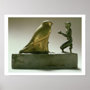 Poster Statue du roi Taharqa adorant le faucon-dieu