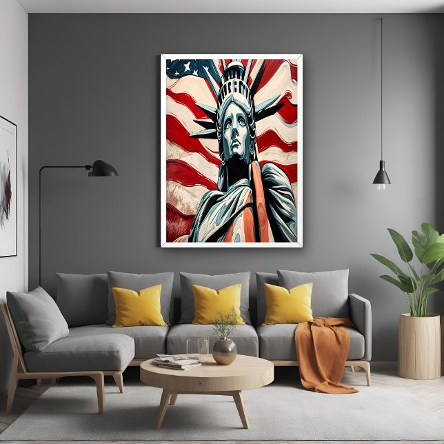 Poster Statue moderne de la Liberté avec Drapeau américai (Créateur téléchargé)