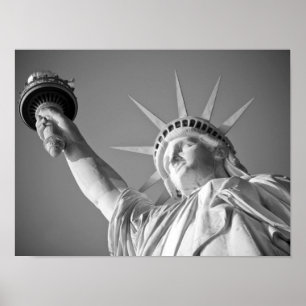 Poster Statue noire et blanche de Liberty New York