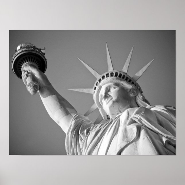 Poster Statue noire et blanche de Liberty New York (Devant)
