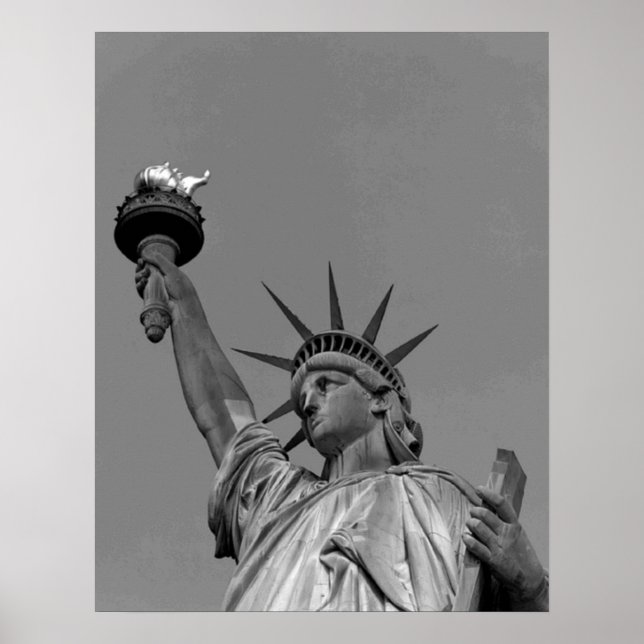 Poster Statue noire et blanche de Liberty New York (Devant)