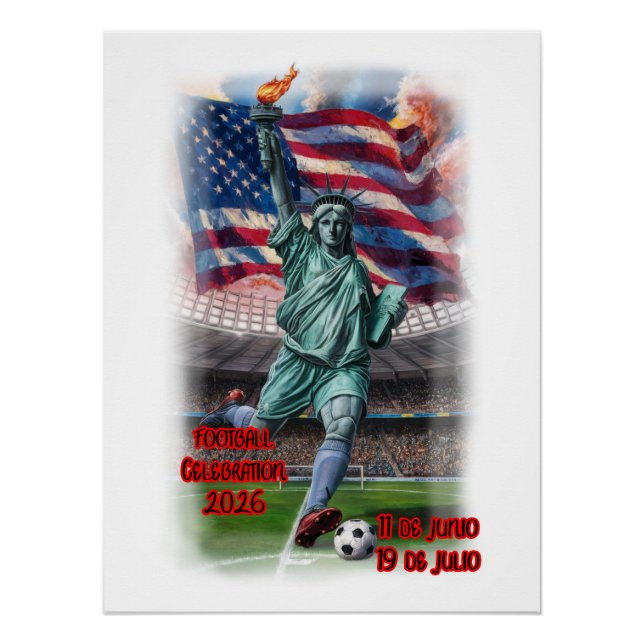 Poster Statue of Liberty Celebrating Football on a (Devant)