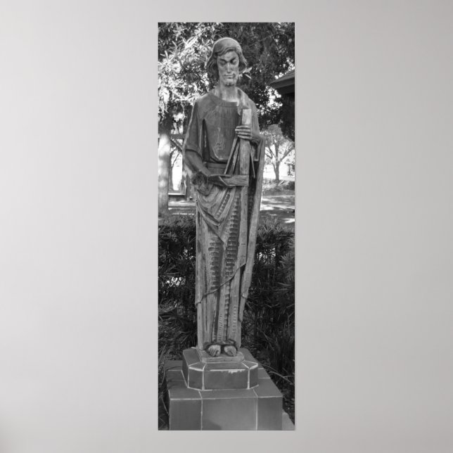 Poster Statue Saint-Joseph Photographie noir et blanc (Devant)