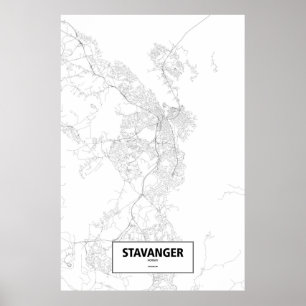 Poster Stavanger, Norvège (noir sur le blanc)